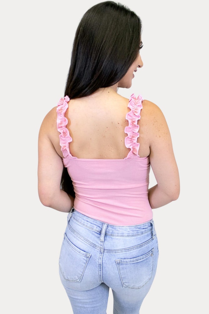 sleeveless ruffle bodysuit