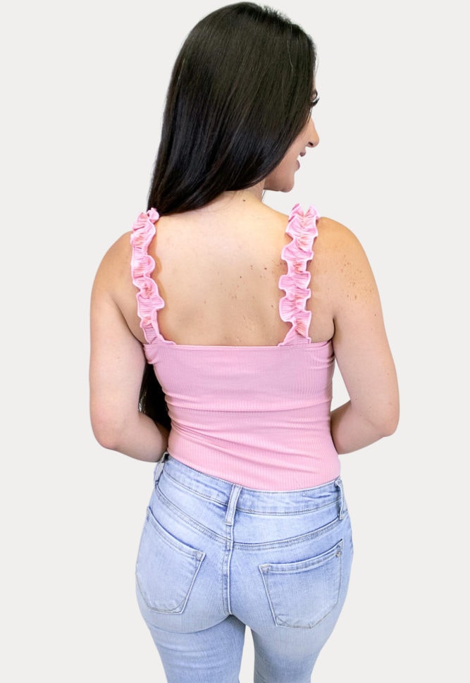 sleeveless ruffle bodysuit