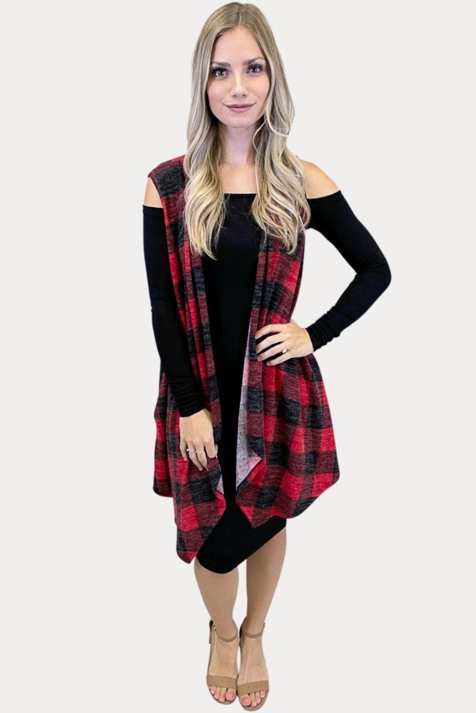 red plaid kimono