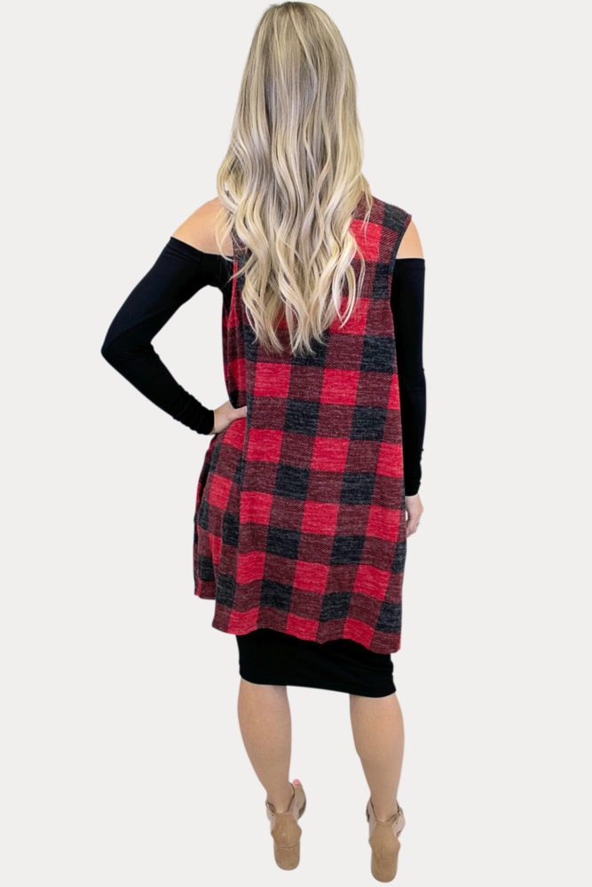 red plaid kimono