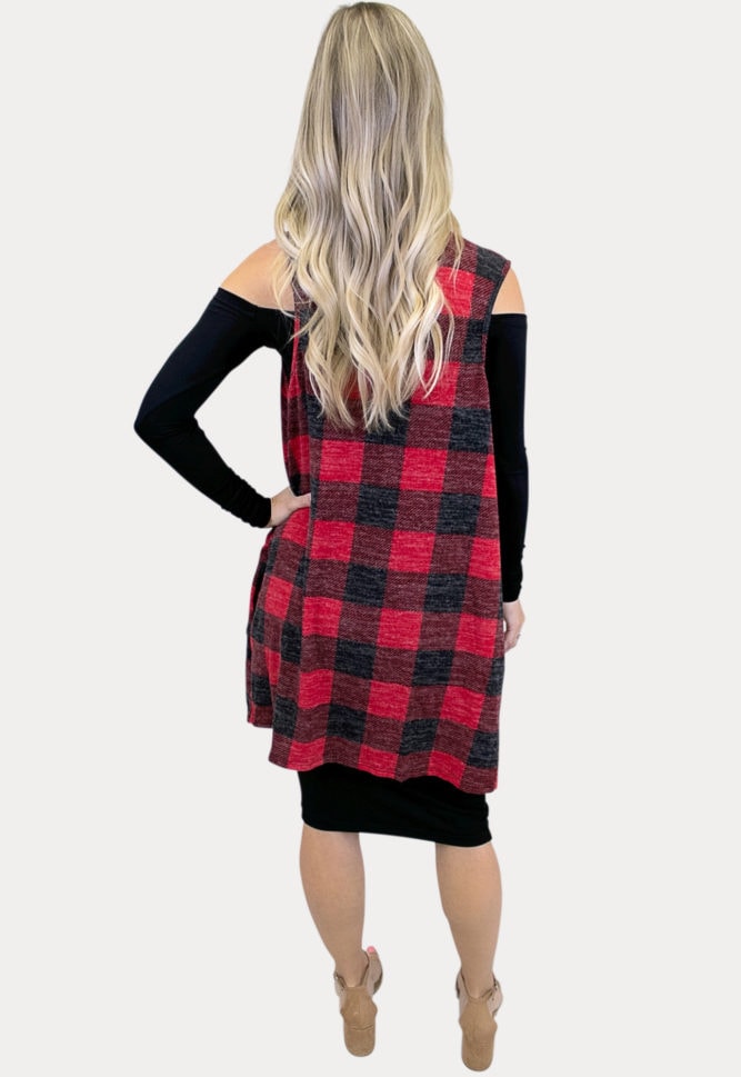 red plaid kimono