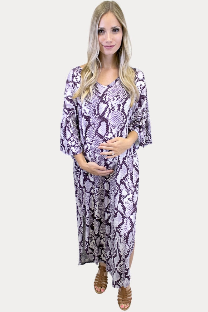 snake print maternity maxi dress