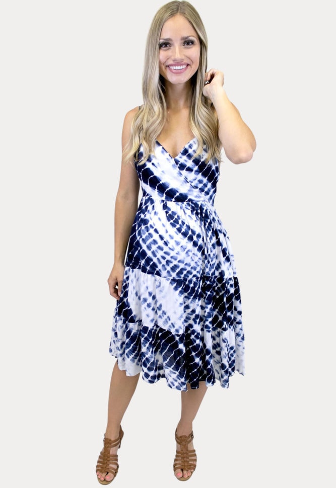 tie dye midi maternity dress
