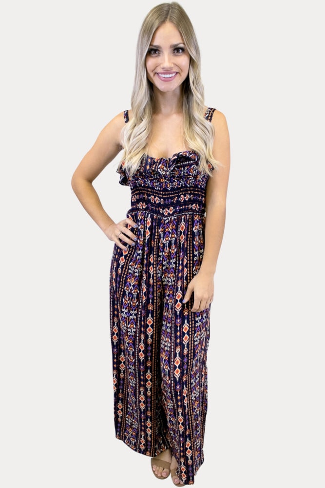 sleeveless boho jumpsuit