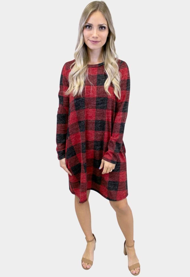 red buffalo plaid dress