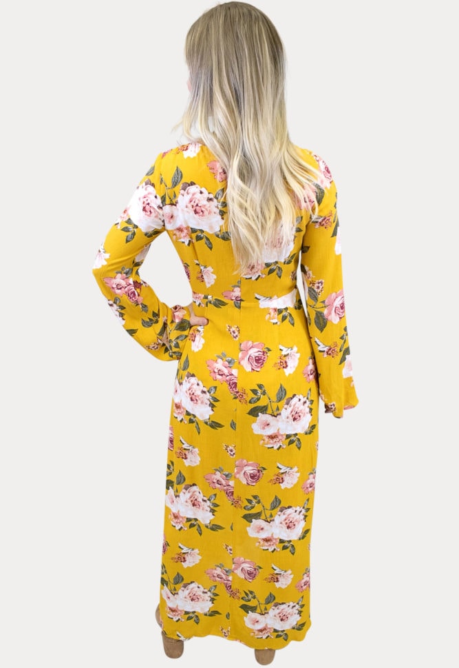 v-neck floral maxi