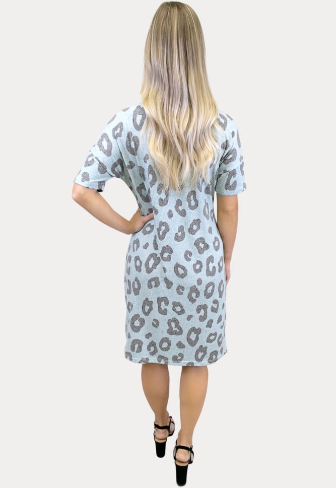 leopard midi maternity dress