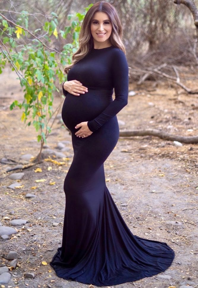 maternity gown with mock neck