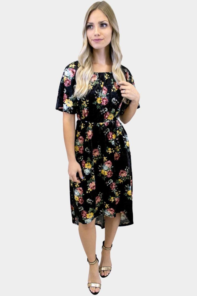 floral velvet dress