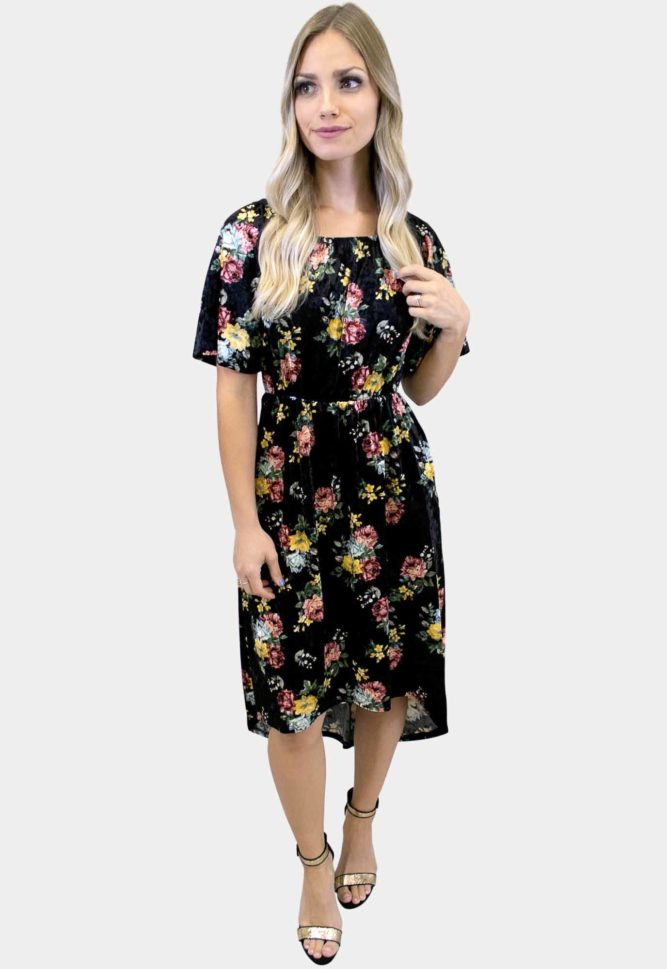 floral velvet dress