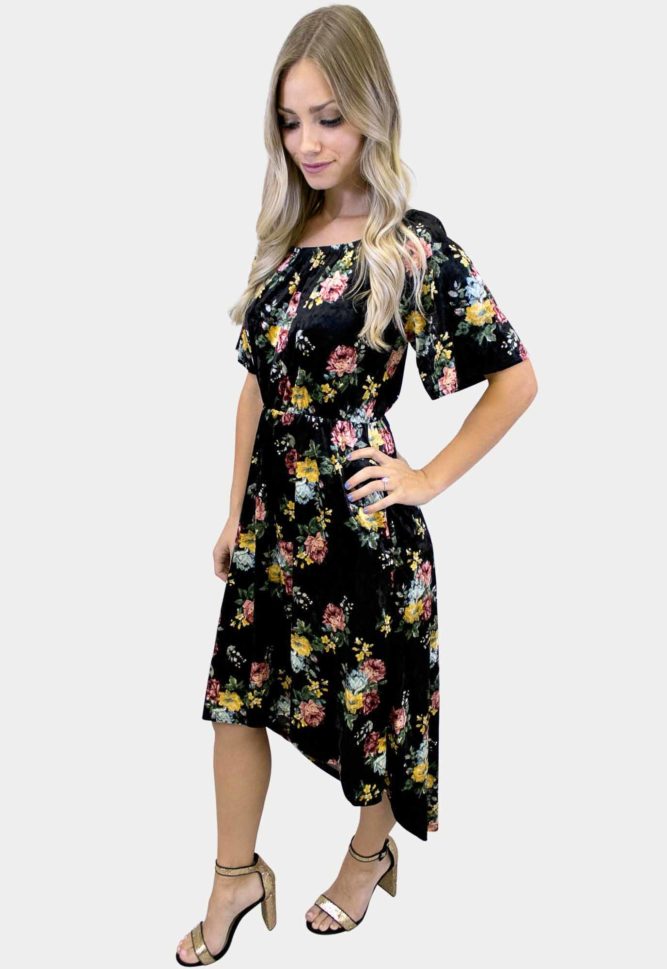 floral velvet dress