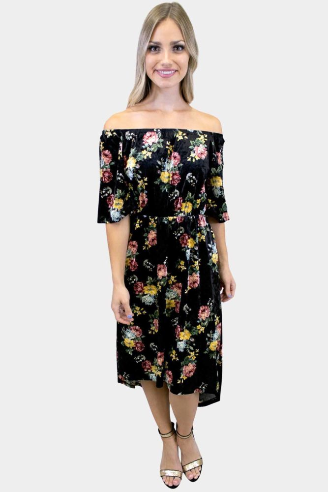 floral velvet dress