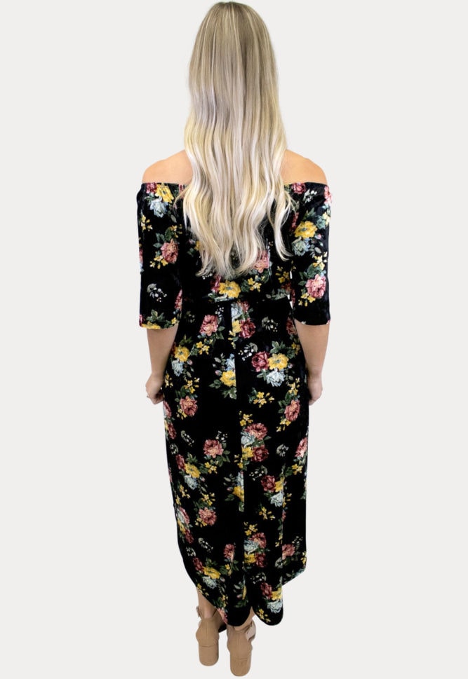 floral velvet maternity dress