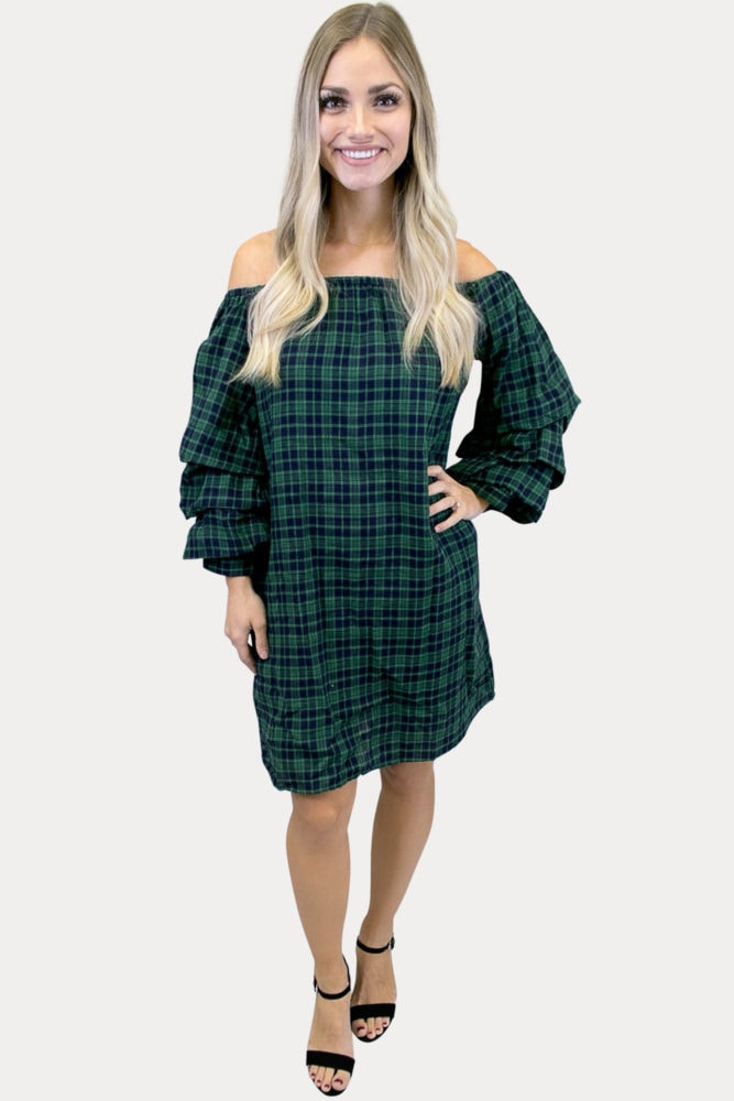 green plaid dress