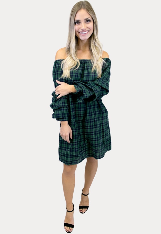 green plaid dress