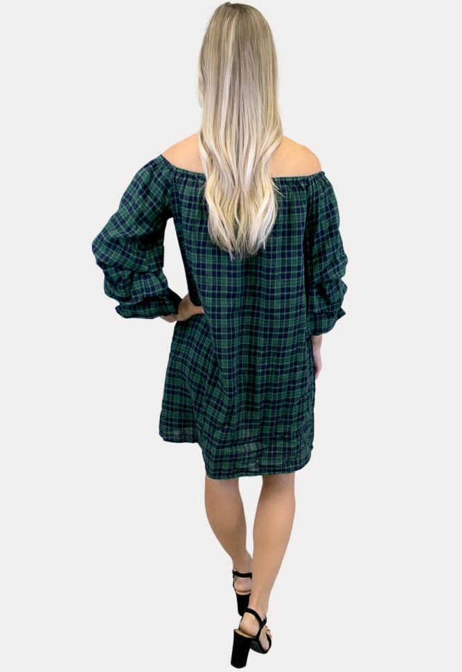 green plaid dress