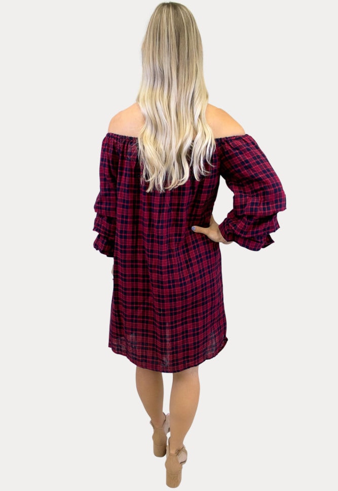 plaid maternity dress