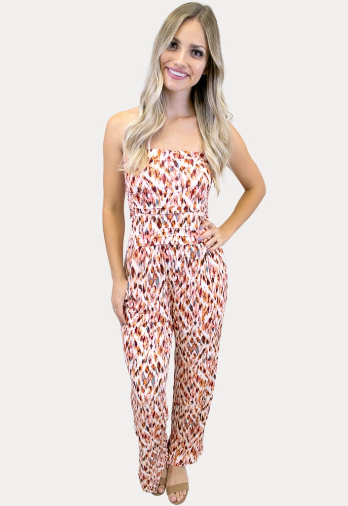 tribal print strapless jumper