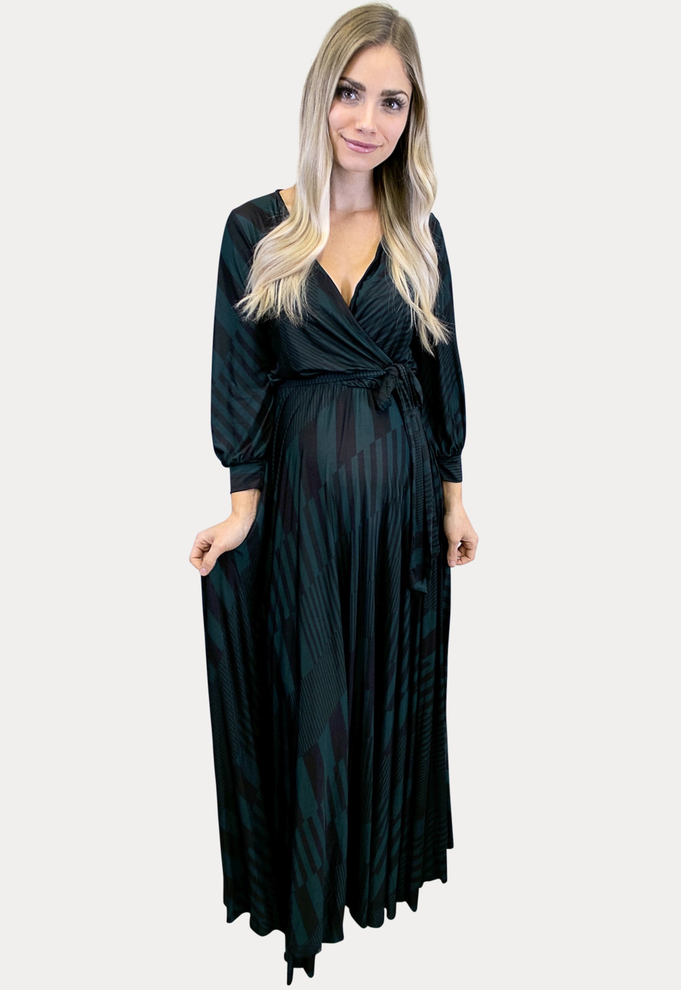 maternity maxi dress with stripes