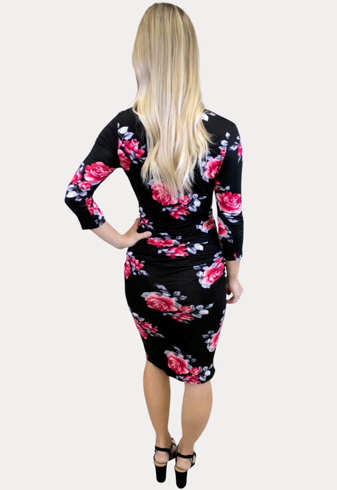 black floral maternity bodycon