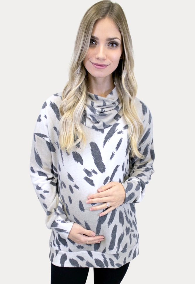 animal print maternity tunic