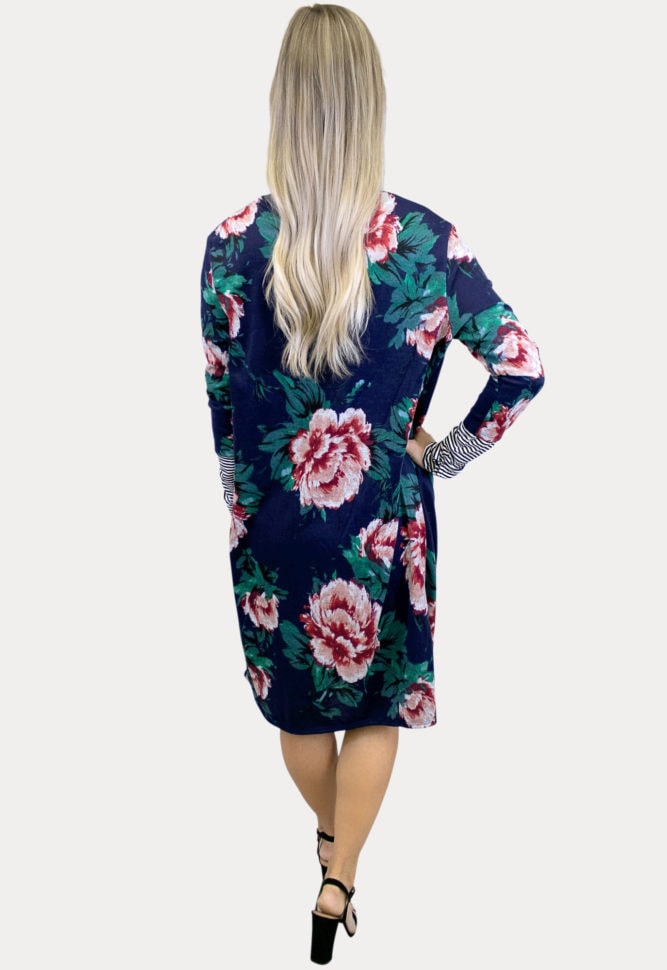 navy floral maternity cardigan