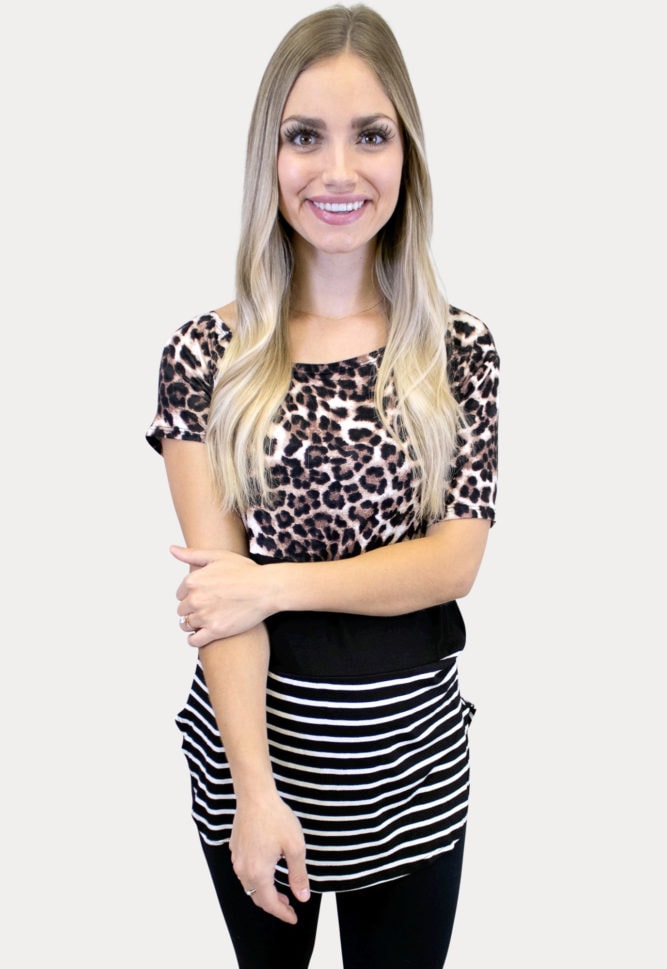 leopard colorblock maternity top