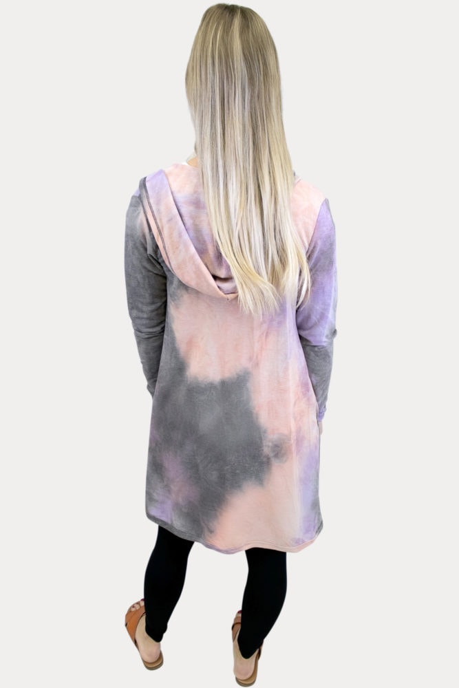 pink tie dye maternity cardigan