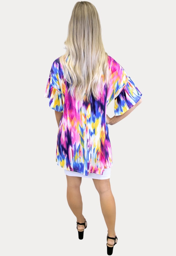 multi colored maternity cardigan