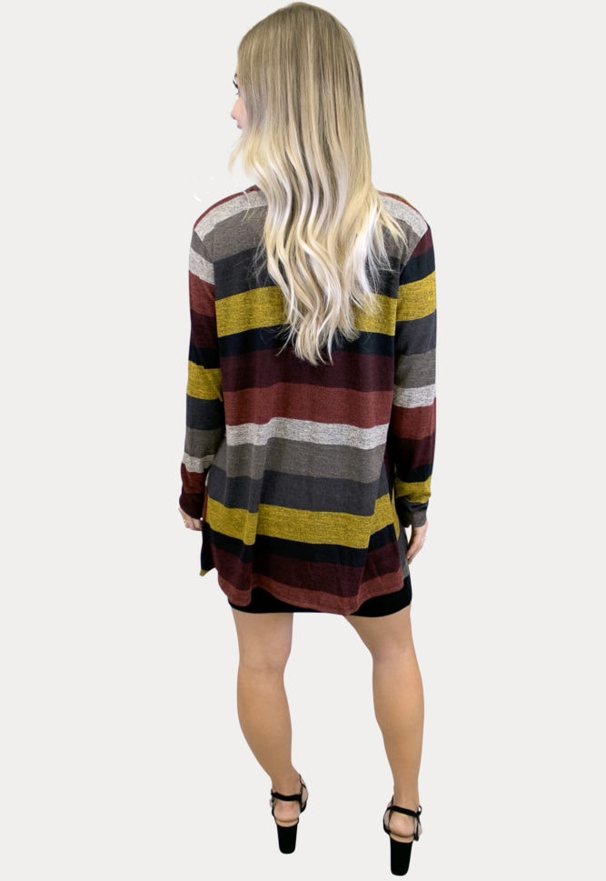 striped maternity cardigan