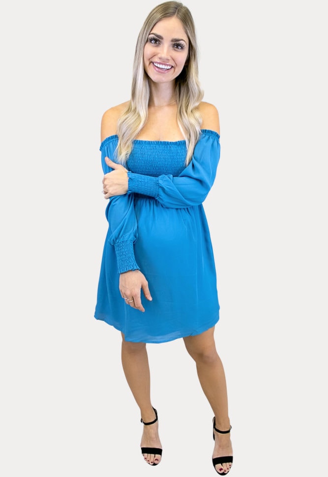 blue smock top maternity dress