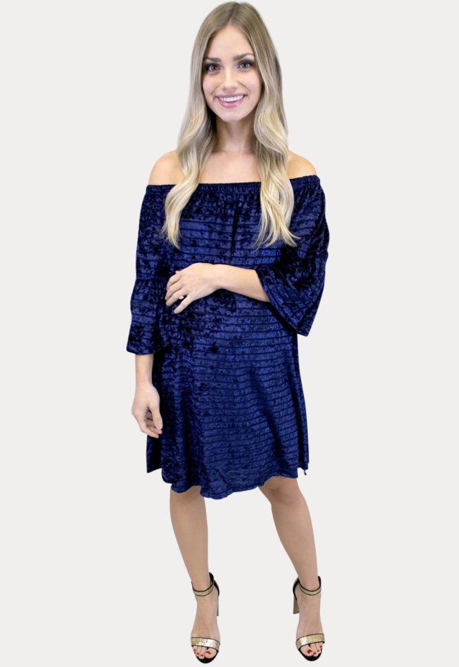 navy velvet maternity dress