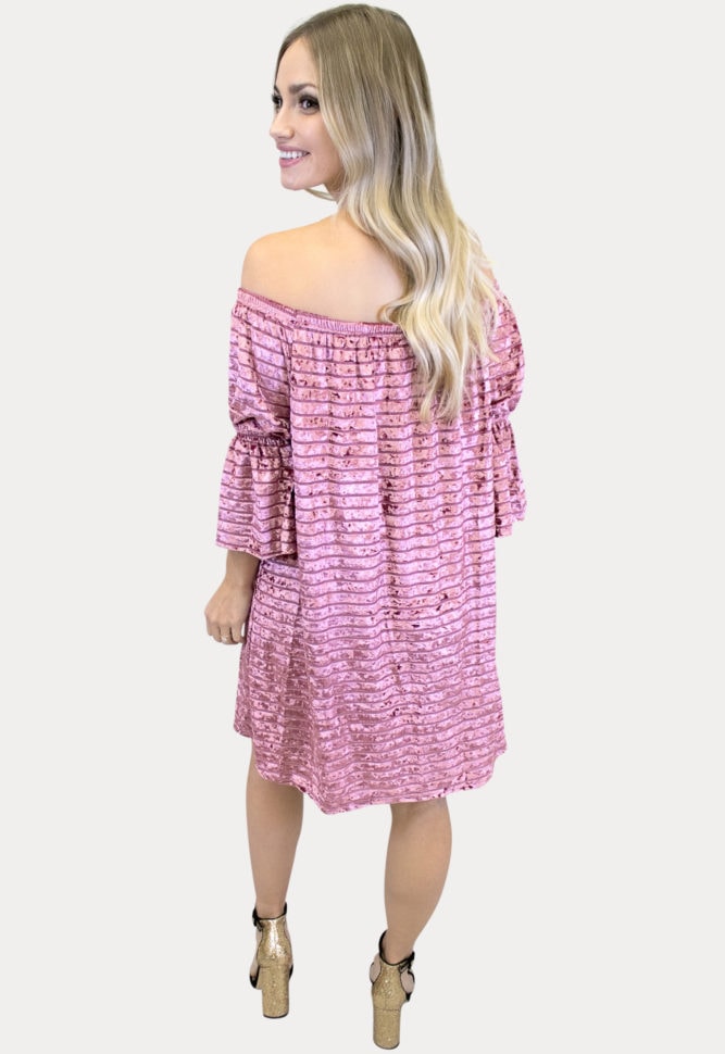 pink velvet maternity dress