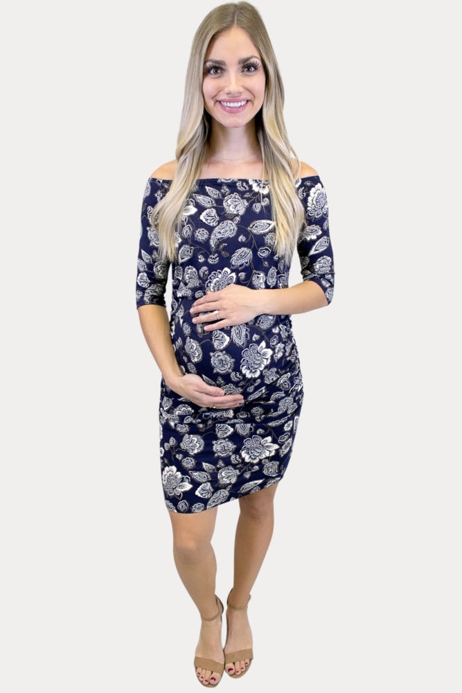 flattering floral maternity dress
