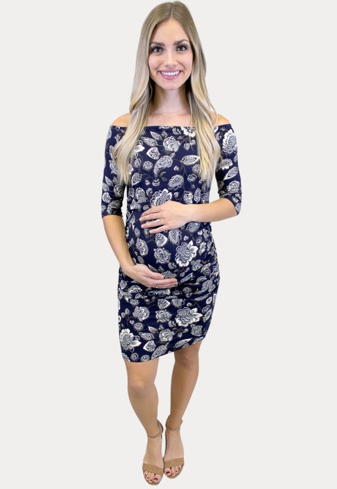 flattering floral maternity dress