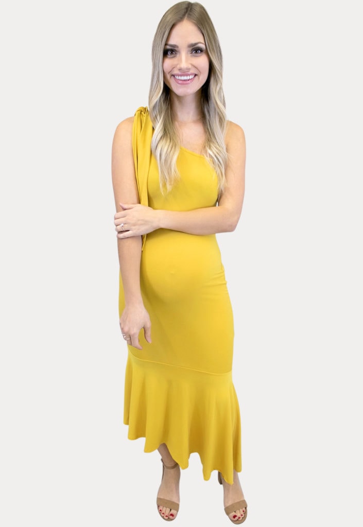 mustard maternity dress
