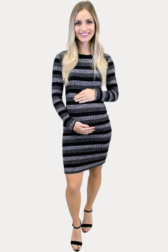 striped maternity sweater dress