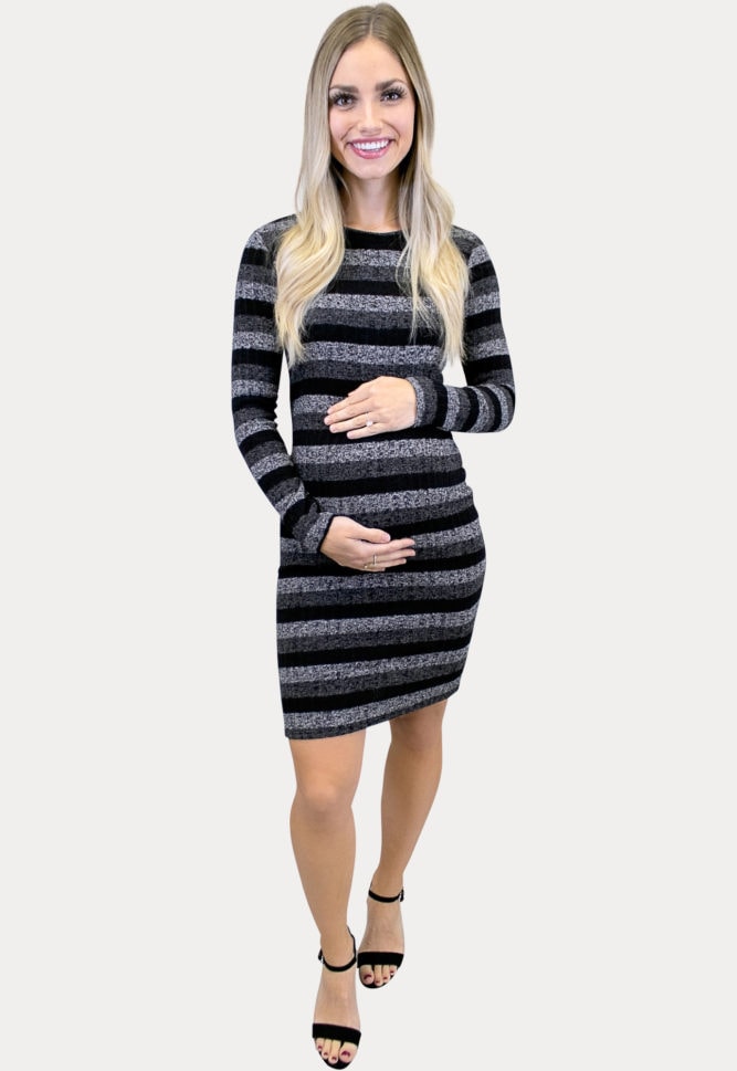 striped maternity sweater dress