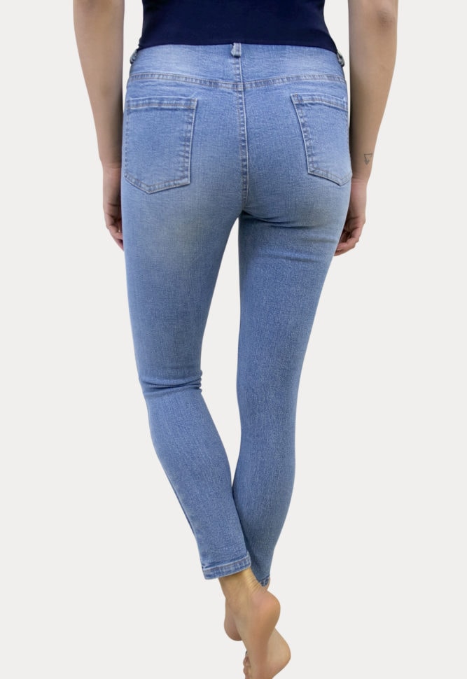 medium wash distressed maternity jeans