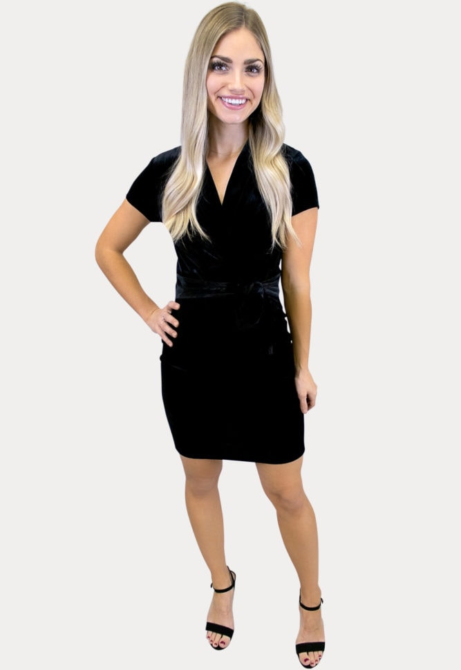 v-neck velvet maternity dress