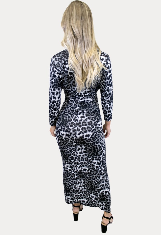 white leopard maternity dress
