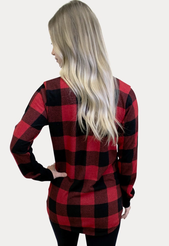 buffalo plaid pregnancy top