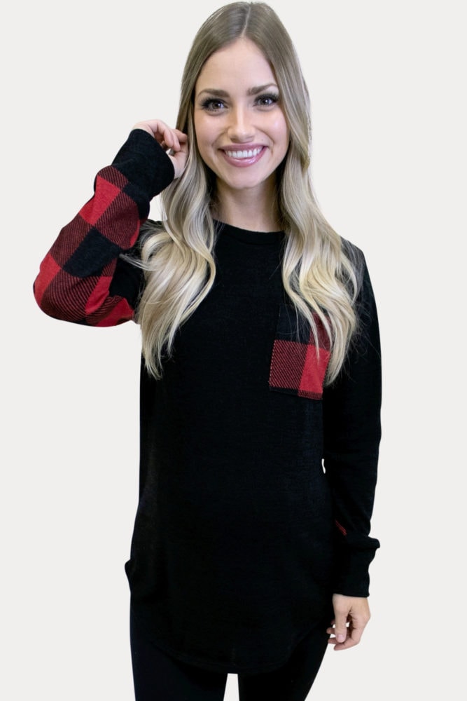 buffalo plaid pregnancy top
