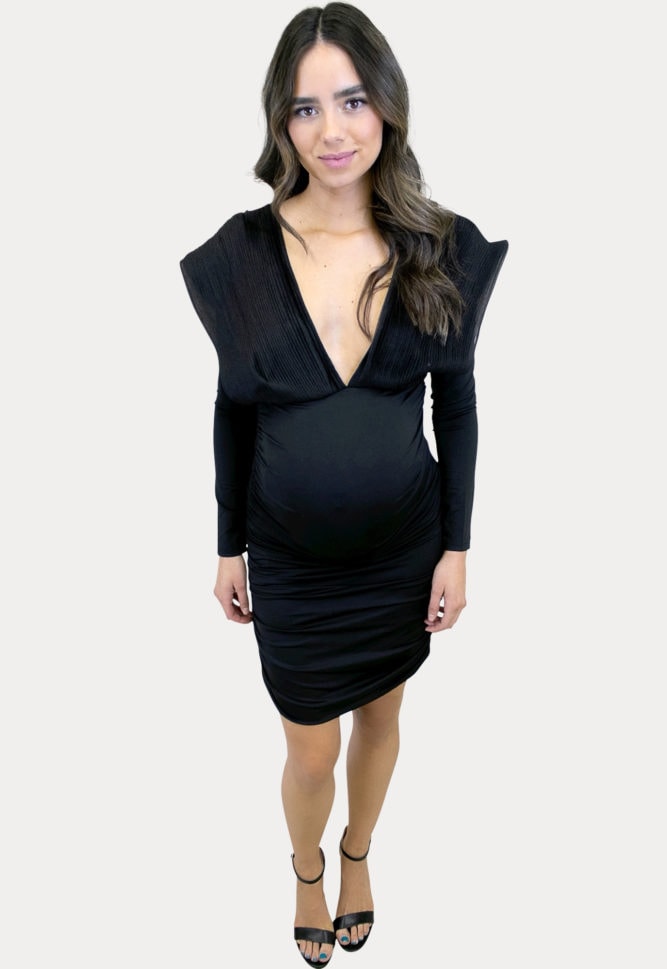 deep v-neck maternity dress