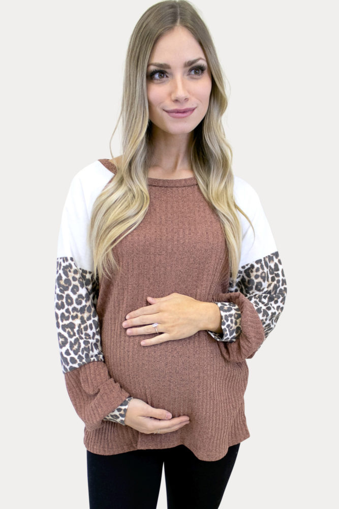 leopard pregnancy long sleeve top