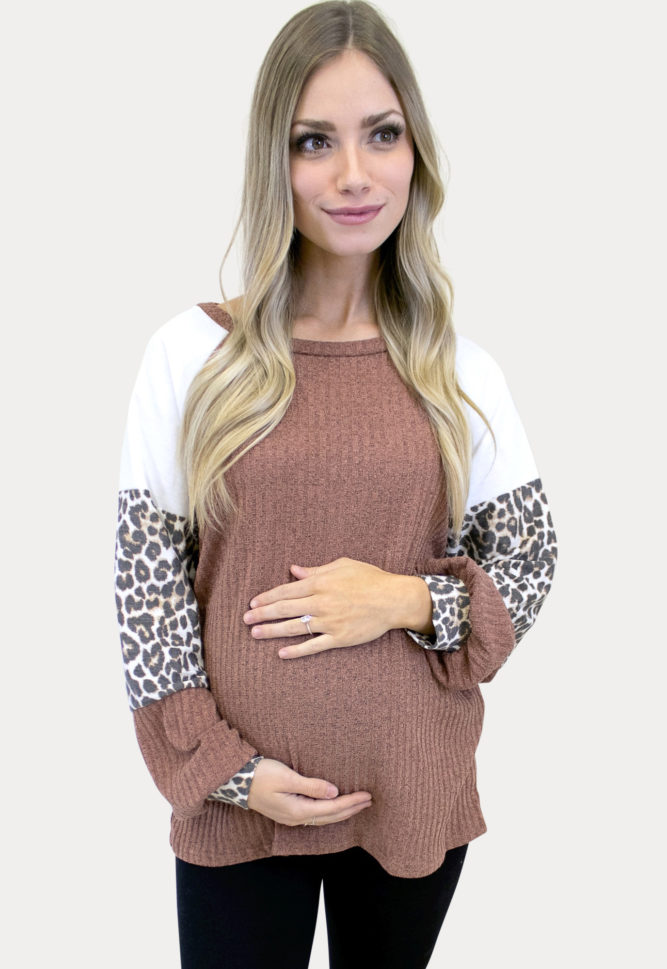 leopard pregnancy long sleeve top