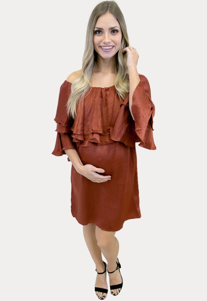 multi ruffle maternity dress