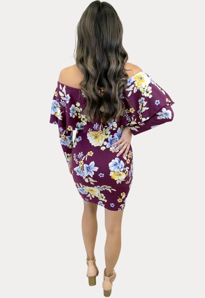 purple floral maternity dress
