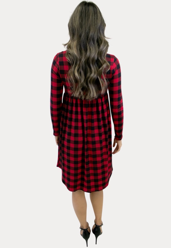 plaid babydoll maternity dress