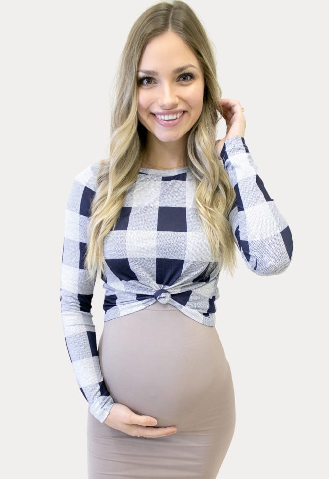 plaid pregnancy crop top
